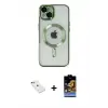 ieg™ iPhone 14 Kılıf Nova Işık Özel Seri - Siyah Buffer Hayalet Cam Ekran Koruyucu + Diamond Kamera Lens - KI
