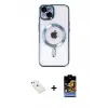 ieg™ iPhone 14 Kılıf Nova Işık Özel Seri - Siyah Buffer Hayalet Cam Ekran Koruyucu + Diamond Kamera Lens - PE