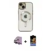 ieg™ iPhone 14 Kılıf Nova Işık Özel Seri - Siyah Buffer Hayalet Cam Ekran Koruyucu + Raze Metal Kamera Lens - MR