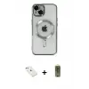 ieg™ iPhone 14 Kılıf Nova Işık Özel Seri - Siyah Joko Magic 5D Hayalet Cam + Diamond Kamera Lens - PE