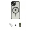 ieg™ iPhone 14 Kılıf Nova Işık Özel Seri - Siyah Joko Magic 5D Hayalet Cam + Diamond Kamera Lens - PE