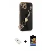 ieg™ iPhone 14 Kılıf Nova Işık Prime - Siyah Buffer Hayalet Cam Ekran Koruyucu + Diamond Kamera Lens - KI