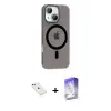 ieg™ iPhone 14 Kılıf Pusula Form Özel Seri - Siyah Bilvis 5in1 3D Magic Cam Ekran Koruyucu + Diamond Kamera Lens - YL