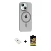 ieg™ iPhone 14 Kılıf Pusula Form Özel Seri - Siyah Buffer Cam Ekran Koruyucu + Diamond Kamera Lens - PE