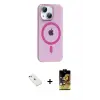 ieg™ iPhone 14 Kılıf Pusula Form Özel Seri - Siyah Buffer Cam Ekran Koruyucu + Diamond Kamera Lens - PE