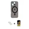 ieg™ iPhone 14 Kılıf Pusula Form Özel Seri - Siyah Buffer Cam Ekran Koruyucu + Diamond Kamera Lens - PE