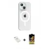 ieg™ iPhone 14 Kılıf Pusula Form Özel Seri - Siyah Buffer Cam Ekran Koruyucu + Diamond Kamera Lens - PE