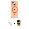 ieg™ iPhone 14 Kılıf Pusula Form Özel Seri - Siyah Buffer Cam Ekran Koruyucu + Diamond Kamera Lens - SABE