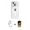 ieg™ iPhone 14 Kılıf Pusula Form Özel Seri - Siyah Buffer Cam Ekran Koruyucu + Shine Kamera Lens - GS