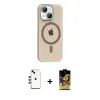 ieg™ iPhone 14 Kılıf Pusula Form Özel Seri - Siyah Buffer Cam Ekran Koruyucu + Shine Kamera Lens - YL