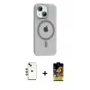 ieg™ iPhone 14 Kılıf Pusula Form Özel Seri - Siyah Buffer Cam Ekran Koruyucu + Shine Kamera Lens - YL