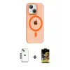 ieg™ iPhone 14 Kılıf Pusula Form Özel Seri - Siyah Buffer Cam Ekran Koruyucu + Shine Kamera Lens - YL
