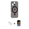 ieg™ iPhone 14 Kılıf Pusula Form Özel Seri - Siyah Buffer Hayalet Cam Ekran Koruyucu + Diamond Kamera Lens - SABE