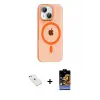 ieg™ iPhone 14 Kılıf Pusula Form Özel Seri - Siyah Buffer Hayalet Cam Ekran Koruyucu + Diamond Kamera Lens - SABE
