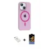 ieg™ iPhone 14 Kılıf Pusula Form Özel Seri - Siyah Buffer Hayalet Cam Ekran Koruyucu + Diamond Kamera Lens - SABE