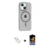 ieg™ iPhone 14 Kılıf Pusula Form Özel Seri - Siyah Buffer Hayalet Cam Ekran Koruyucu + Diamond Kamera Lens - SABE
