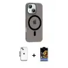 ieg™ iPhone 14 Kılıf Pusula Form Özel Seri - Siyah Buffer Hayalet Cam Ekran Koruyucu + Shine Kamera Lens - MI
