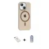 ieg™ iPhone 14 Kılıf Pusula Form Özel Seri - Siyah Joko Magic 5D Cam + Diamond Kamera Lens - KI