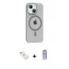 ieg™ iPhone 14 Kılıf Pusula Form Özel Seri - Siyah Joko Magic 5D Cam + Diamond Kamera Lens - KI