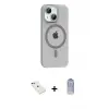 ieg™ iPhone 14 Kılıf Pusula Form Özel Seri - Siyah Joko Magic 5D Cam + Diamond Kamera Lens - YL