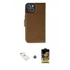 ieg™ iPhone 14 Kılıf Siluet Işık Serisi - Siyah Buffer Cam Ekran Koruyucu + Diamond Kamera Lens - KI