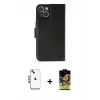 ieg™ iPhone 14 Kılıf Siluet Işık Serisi - Siyah Buffer Cam Ekran Koruyucu + Shine Kamera Lens - MI