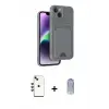 ieg™ iPhone 14 Kılıf Vadi Çizgi Prime - Siyah Joko Magic 5D Cam + Shine Kamera Lens - KI