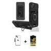 ieg™ iPhone 14 Kılıf Vadi Form Prime - Siyah Buffer Cam Ekran Koruyucu + Shine Kamera Lens - SH