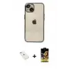ieg™ iPhone 14 Kılıf Vadi Minimal - Siyah Buffer Cam Ekran Koruyucu + Diamond Kamera Lens - SABE