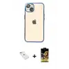 ieg™ iPhone 14 Kılıf Vadi Minimal - Siyah Buffer Cam Ekran Koruyucu + Diamond Kamera Lens - YL
