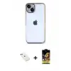 ieg™ iPhone 14 Kılıf Vadi Minimal - Siyah Buffer Cam Ekran Koruyucu + Diamond Kamera Lens - YL
