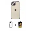 ieg™ iPhone 14 Kılıf Vadi Minimal - Siyah Buffer Cam Ekran Koruyucu + Shine Kamera Lens - GI