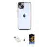 ieg™ iPhone 14 Kılıf Vadi Minimal - Siyah Buffer Hayalet Cam Ekran Koruyucu + Diamond Kamera Lens - PE