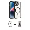 ieg™ iPhone 14 Kılıf Yadigar Asil Koleksiyonu - Siyah Bilvis Hayalet Cam Ekran Koruyucu + Shine Kamera Lens - SH