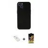 ieg™ iPhone 14 Kılıf Yadigar Yansıma Serisi - Siyah Buffer Cam Ekran Koruyucu + Diamond Kamera Lens - PE