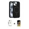 ieg™ iPhone 14 Kılıf Yankı Form Serisi - Siyah Buffer Cam Ekran Koruyucu + Shine Kamera Lens - GI