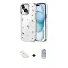 ieg™ iPhone 14 Kılıf Yörünge Form - Siyah Joko Magic 5D Cam + Diamond Kamera Lens - SABE