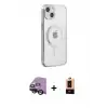 ieg™ iPhone 14 Plus Kılıf Doruk Minimal - Şeffaf Maxco Cam Ekran Koruyucu + Raze Metal Kamera Lens - SH
