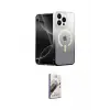 ieg™ iPhone 14 Pro Kılıf Eksen Minimal Özel Seri - Siyah Bilvis 3D Mat Cam Ekran Koruyucu