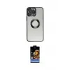ieg™ iPhone 14 Pro Kılıf Pusula Form - Siyah Buffer Hayalet Cam Ekran Koruyucu