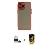 ieg™ iPhone 14 Pro Max Kılıf Ahenk Çizgi Serisi - Siyah Buffer Cam Ekran Koruyucu + Bilvis Titan Kamera Lens - GD