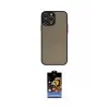 ieg™ iPhone 14 Pro Max Kılıf Ahenk Çizgi Serisi - Siyah Buffer Hayalet Cam Ekran Koruyucu