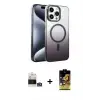 ieg™ iPhone 14 Pro Max Kılıf Ahenk Doku Özel Seri - Siyah Buffer Cam Ekran Koruyucu + Bilvis Titan Kamera Lens - GS