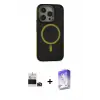 ieg™ iPhone 14 Pro Max Kılıf Ahenk Form Serisi - Siyah Bilvis 5in1 3D Magic Cam Ekran Koruyucu + Bilvis Titan Kamera Lens - DNMR
