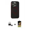 ieg™ iPhone 14 Pro Max Kılıf Ahenk Form Serisi - Siyah Buffer Cam Ekran Koruyucu + Bilvis Titan Kamera Lens - GS
