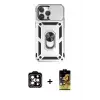 ieg™ iPhone 14 Pro Max Kılıf Ahenk Klasik - Siyah Buffer Cam Ekran Koruyucu + PVD Metal Kamera Lens - TU