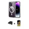 ieg™ iPhone 14 Pro Max Kılıf Ahenk Minimal Serisi - Siyah Buffer Cam Ekran Koruyucu + Raze Metal Kamera Lens - GS