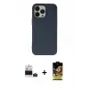 ieg™ iPhone 14 Pro Max Kılıf Ahenk Serisi - Siyah Buffer Cam Ekran Koruyucu + Bilvis Titan Kamera Lens - DNMR