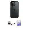 ieg™ iPhone 14 Pro Max Kılıf Akış Çizgi Koleksiyonu - Siyah Bilvis 5in1 5D Magic Hayalet Cam Ekran Koruyucu + Bilvis Titan Kamera Lens - DNMR