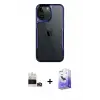 ieg™ iPhone 14 Pro Max Kılıf Akış Çizgi Koleksiyonu - Siyah Bilvis 5in1 5D Magic Hayalet Cam Ekran Koruyucu + Bilvis Titan Kamera Lens - GD